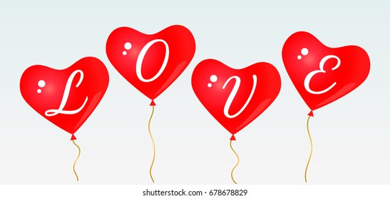 Greeting card valentine with the inscription "love". vector illustration