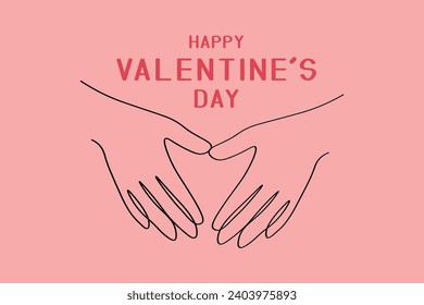 Greeting card for Valentine's Day with drawn hands