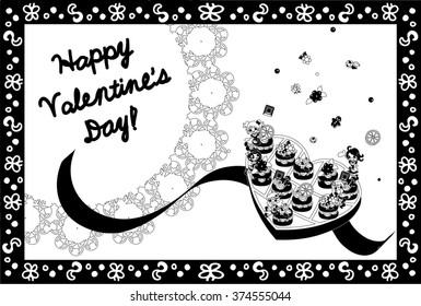 Greeting card of Valentine's Day -Fairies of chocolate-