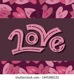 Greeting card for Valentine's Day February 14th. Handmade inscription made in pencil, vector format converted.