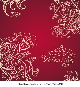 Greeting card for Valentine's day with flowers and butterflies 