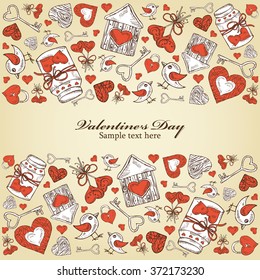 Greeting card for Valentine's Day , hand drawn