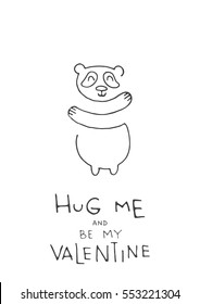 Greeting card for Valentines day, hand-drawn, on a white background isolated.