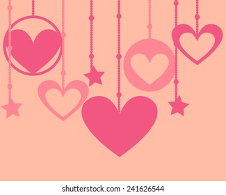 Greeting card for Valentine's day. Heart on beads. Vector illustration