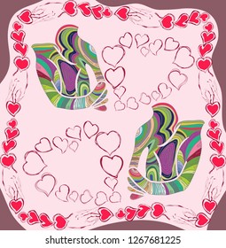 Greeting card for Valentine's Day. In hearts there is a place for names of a couple in love
