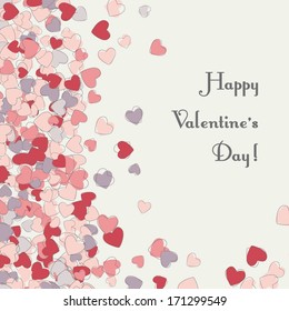 greeting card for Valentine's day with hearts. 