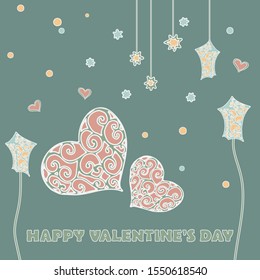 Greeting card for Valentine's Day. With an inscription Happy Valentine's Day. Vector illustration