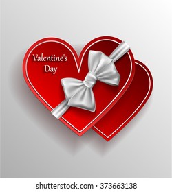 greeting card for Valentine's Day. paper heart with ribbon bow. Vector illustration