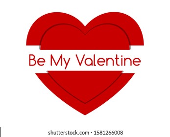 Greeting card for Valentine's Day. Red heart on a white background. Wallpaper, flyer, invitation, logo. Vector illustration.