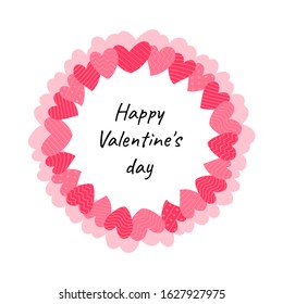 Greeting card Valentine's day with red hearts. Vector illustration with text. For decoration Valentine's day. For greeting card, banners, web, scrapbooking,  decoration of the storefront, printing.