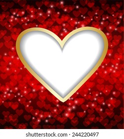 Greeting card for Valentine's Day with red hearts