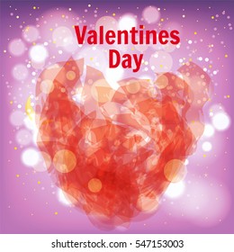 Greeting card Valentine's Day, with sparkles and stars in the background purple background, vector illustration