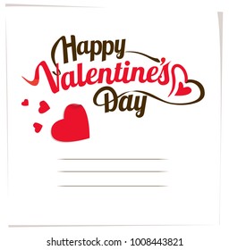 A greeting card for Valentine's Day with the text of Happy Valentine's Day, Hand-drawn  lettering.
