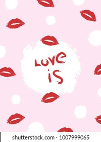 Greeting card with Valentine's Day. Vector template, background, flyer with your text. Celebratory poster, banner for design. Flat illustration in grunge style for printing.