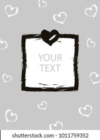 Greeting card with Valentine's Day. Vector Flyer template with text. Celebratory poster, banner for design. Flat illustration in grunge style for printing.