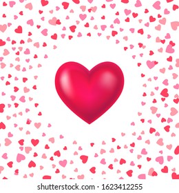 Greeting card Valentine's day. Vector illustration. Heart with 3d effect. For decoration Valentine's day. For greeting card, banners, web design, scrapbooking, decoration of the storefront, printing.