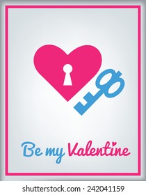 Greeting card for Valentine's day with vector icon - hearts