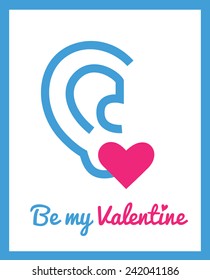 Greeting card for Valentine's day with vector icon - hearts