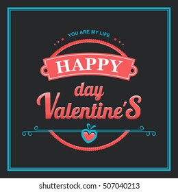 Greeting Card Valentines Day vector illustration of a retro black background