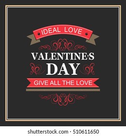 Greeting Card Valentine's Day vector illustration of a retro black background