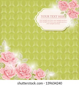 Greeting card. Vector background with roses