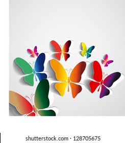 Greeting card Vector butterflies background design - Colorful concept