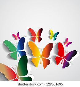 Greeting card Vector butterflies background design - Colorful concept