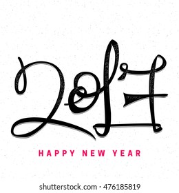 Greeting card vector, calligraphy and lettering - 2017 new year rooster. Figure handmade, according to the rules of typography.