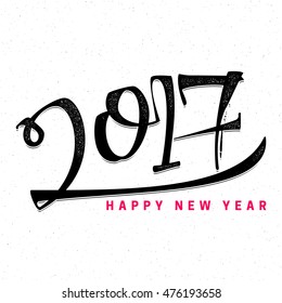 Greeting card vector, calligraphy and lettering - 2017 new year rooster. Figure handmade, according to the rules of typography.