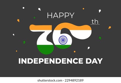 Greeting card  vector design for Independence day of India. 76 years anniversary celebration. 