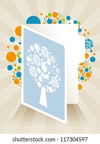 Greeting Card Vector Illustration with Abstract Tree