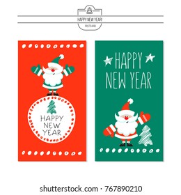 Greeting card, vector illustration. With the new year. Hand drawn.