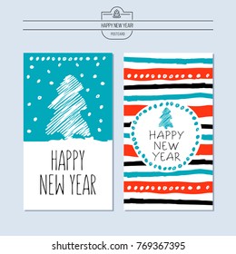 Greeting card, vector illustration. With the new year. Hand drawn.