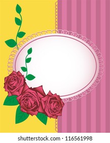 Greeting card - vector illustration of pink roses