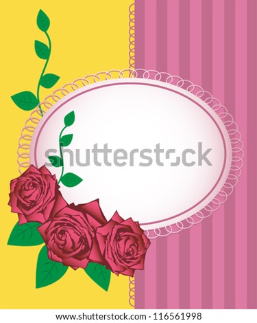 Greeting card - vector illustration of pink roses