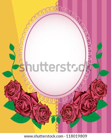 Greeting card - vector illustration of pink roses