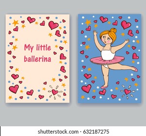 Greeting card  of vector with little cute ballerinas