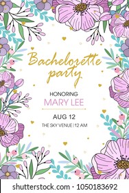 Greeting card, vector wedding invitation design with flowers, buds and leaves. flower background with floral elements for text, background. Template. Frame.
