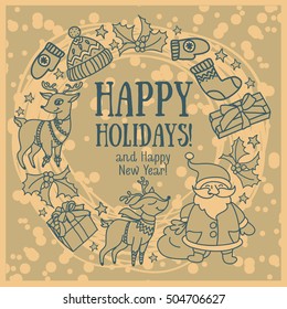 greeting card for very merry christmas, vector illustration