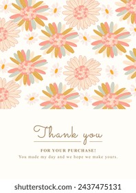 greeting card with vintage flowers decoration, suitable for thank you card, wallpaper, background design, wedding, invitation