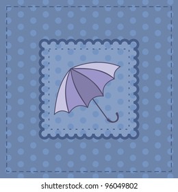 greeting card with violet umbrella