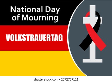 Greeting card for Volkstrauertag, Veterans Day. German celebration. National Day of Mourning. ribbon join