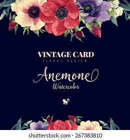 Greeting card, watercolor, can be used as invitation card for wedding, birthday and other holiday and  summer background. Vector illustration.
