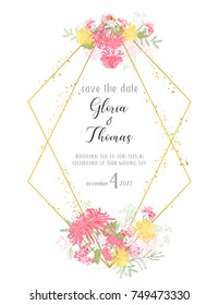 Greeting card for the wedding day with a bouquet of flowers. Flower composition to a celebratory event. Vector illustration