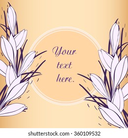 Greeting card, wedding invitation with bouquets of flowers and place for your text.Template frame design for card.Can be used for packaging,invitations, Valentine's Day decoration,bag template.