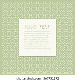 Greeting card or Wedding invitation template. Abstract line background with place for the text. Geometric trendy linear background, lace texture, tribal ethnic decorative ornament