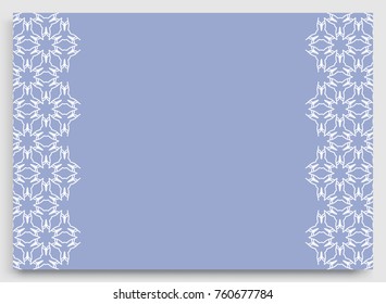 Greeting card or Wedding invitation template with lace borders, line geometric frame and place for the text, fashion . Trendy linear background, tribal ethnic arabic, indian decorative ornament