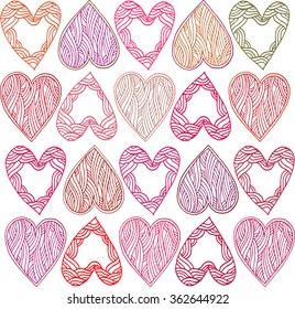 Greeting card for wedding or Valentines Day with stylized hearts. EPS10 Vector.