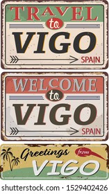 Greeting card Welcome from Vigo Spain, for print or web, authentic looking souvenir.