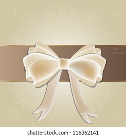Greeting card with white bow. Vector illustration.